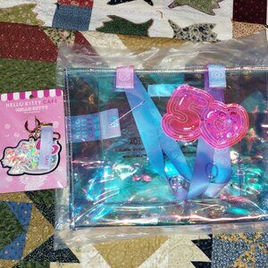 Hello Kitty Cafe 50th Anniversary tote bag and keychain